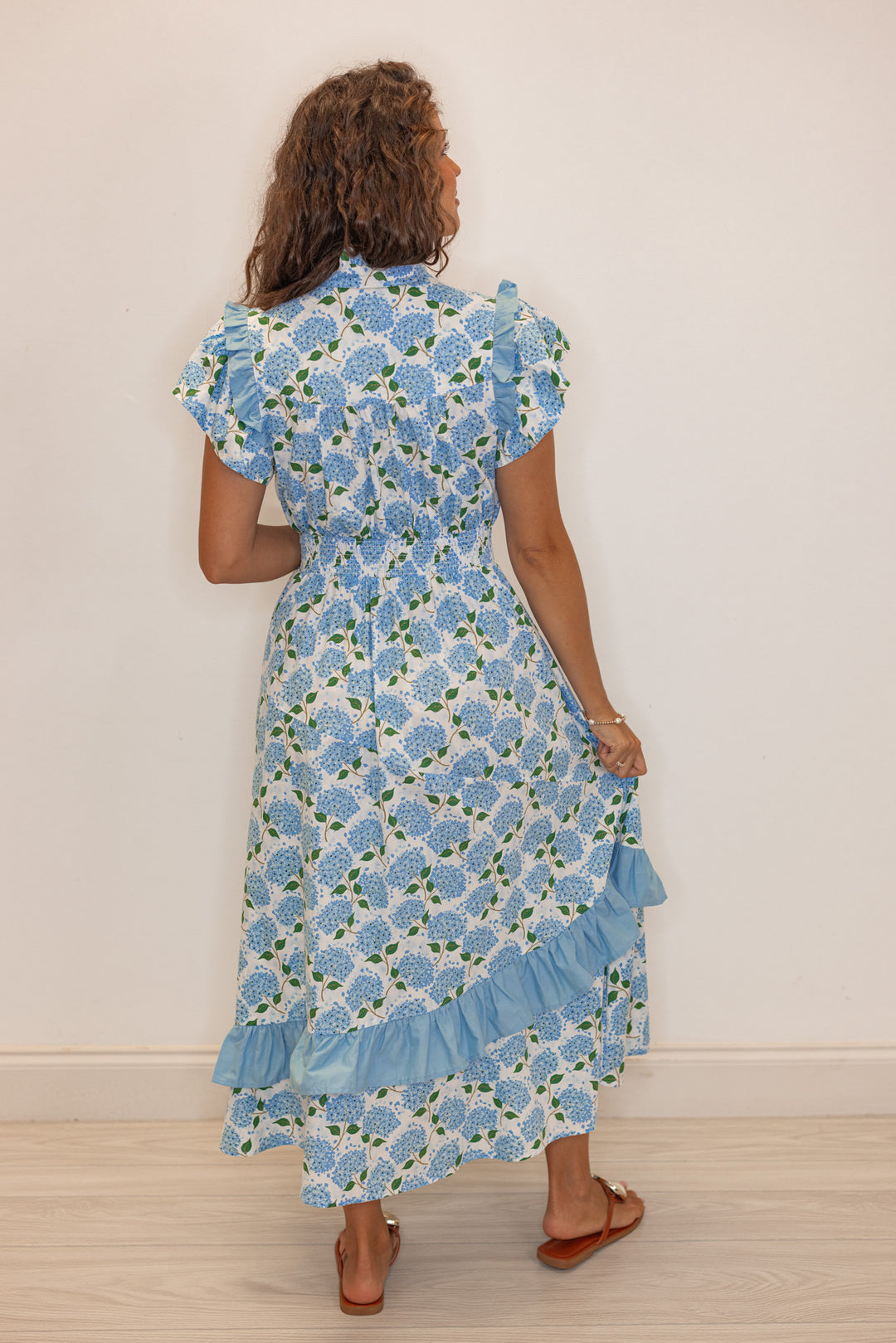 umgee blue floral midi dress