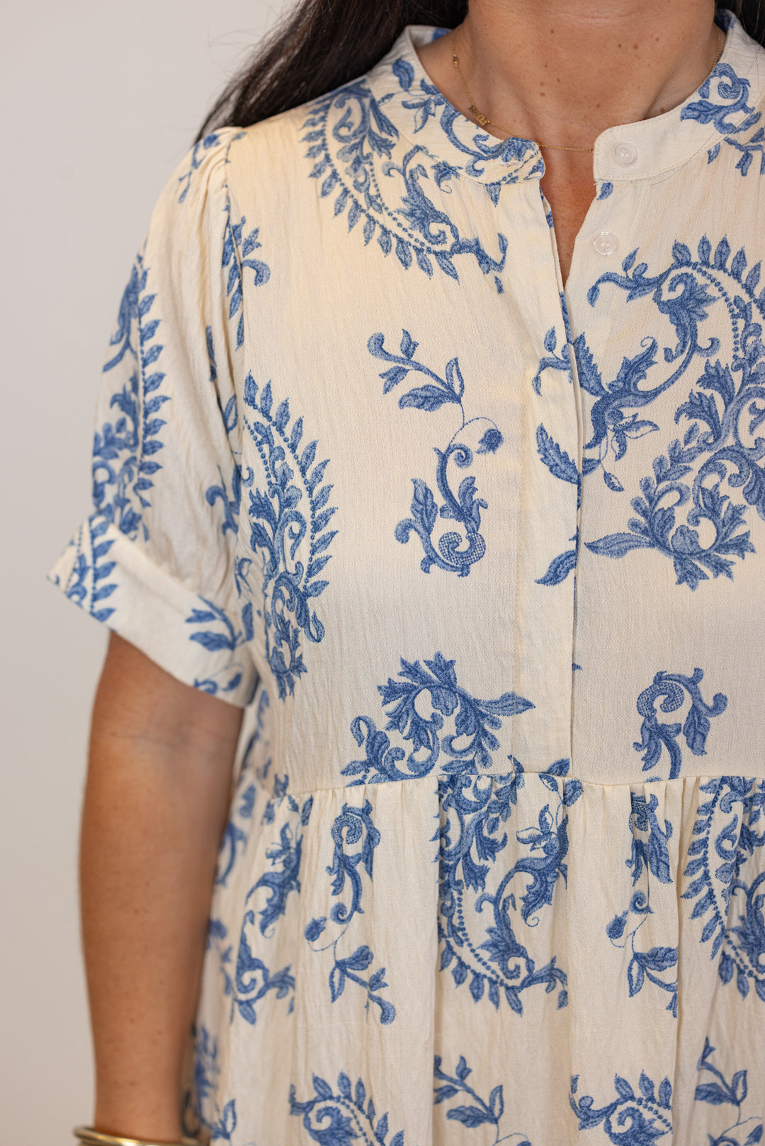 umgee blue paisley printed midi dress