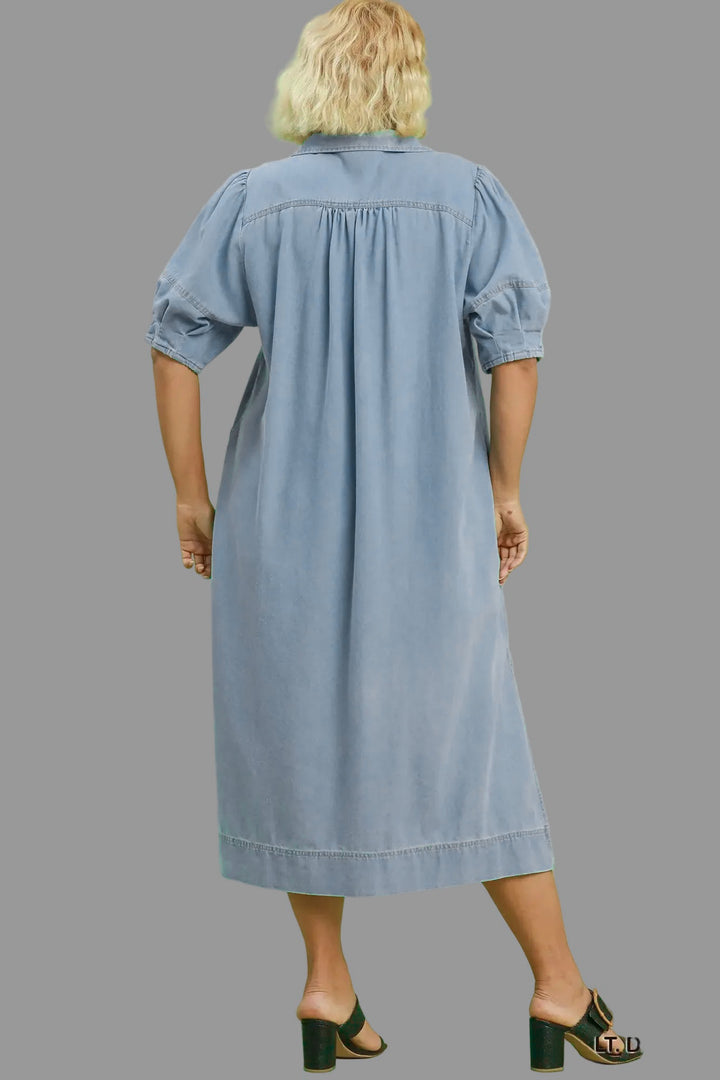 umgee womens plus size denim midi dress
