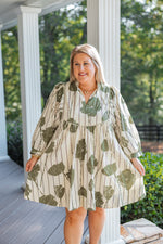 olive floral babydoll plus size dress