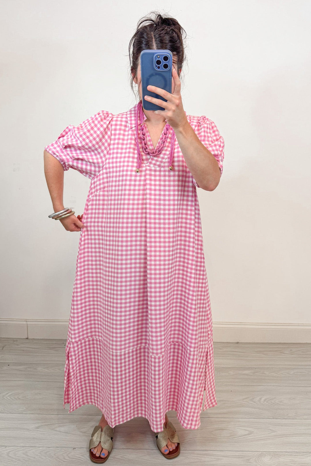 umgee pink gingham dress very relaxed