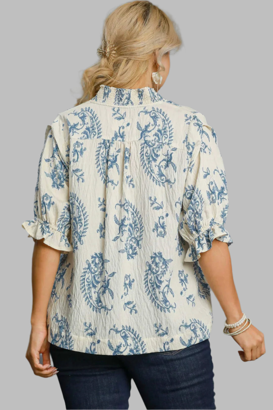 umgee paisley print blue top