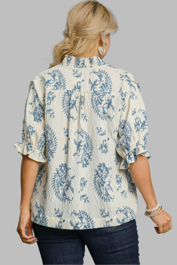 umgee paisley print blue top