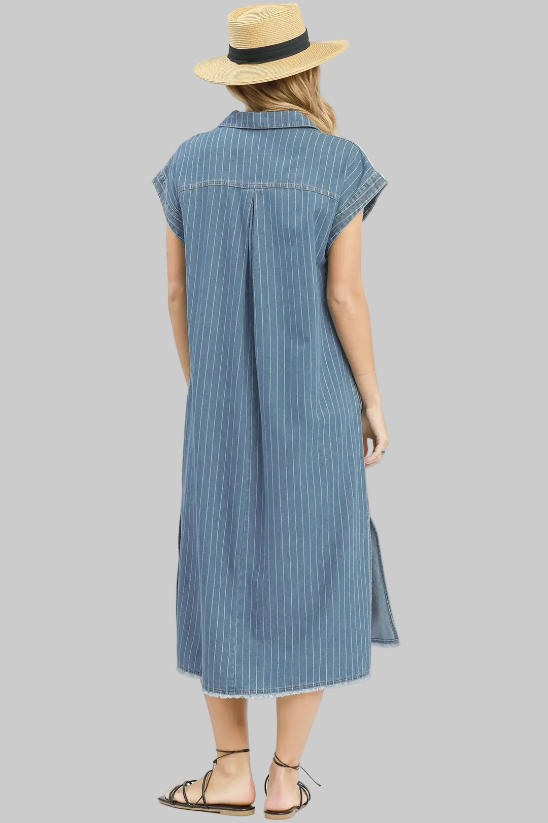 umgee plus size denim midi dress with pockets
