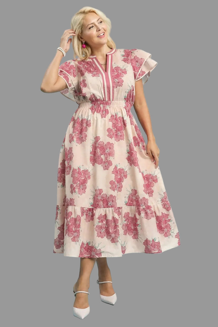 umgee women's plus size floral easter dresses cinch waist