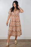 umgee trending safari print linen midi dress