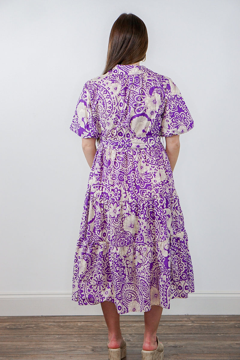 umgee lavender paisley floral midi dress