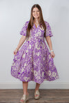 umgee lavender paisley floral midi dress