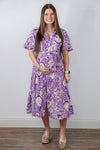 umgee lavender paisley floral midi dress