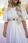 white crochet eyelet bridal shower dress