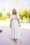 white crochet eyelet bridal shower dress