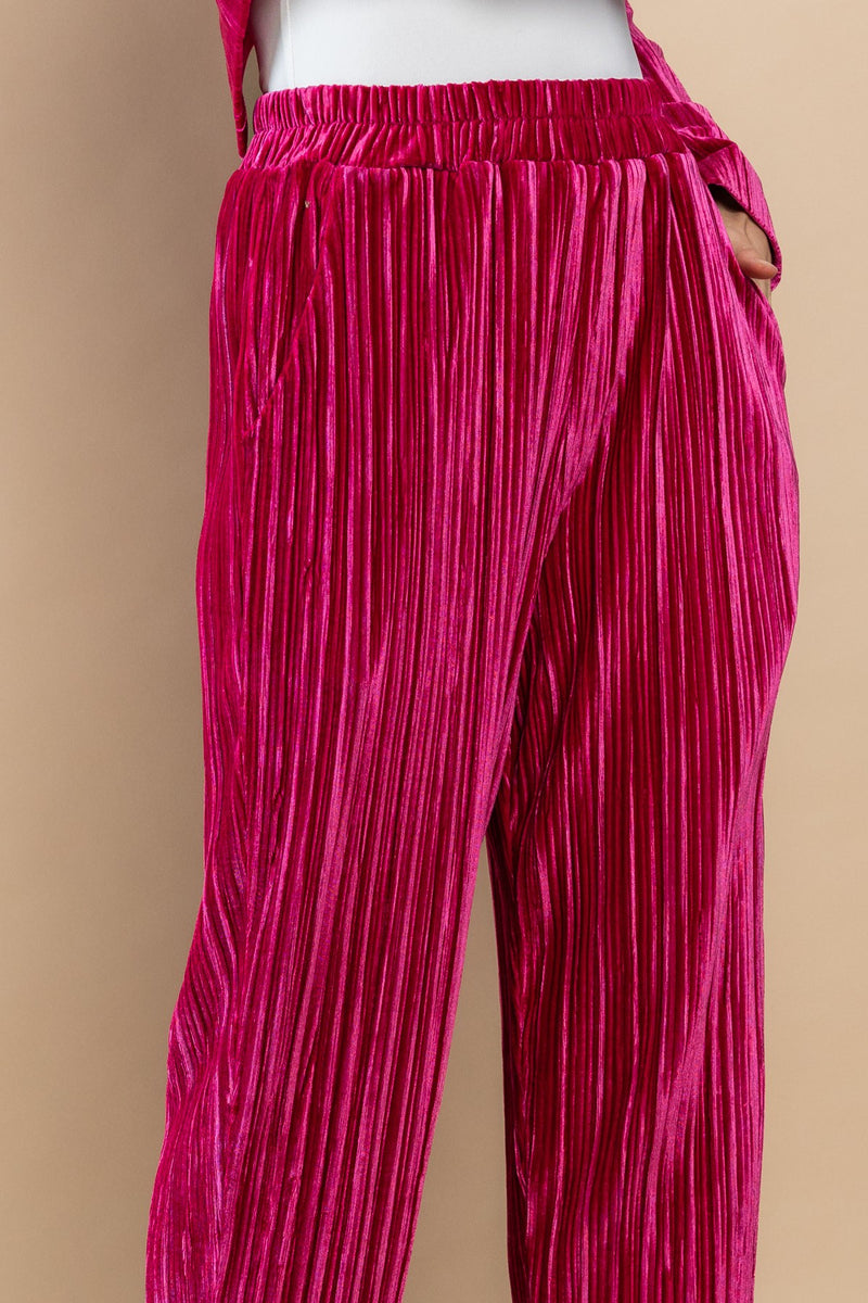 velvet pleated pants