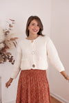 beige cropped chunky sweater cardigan