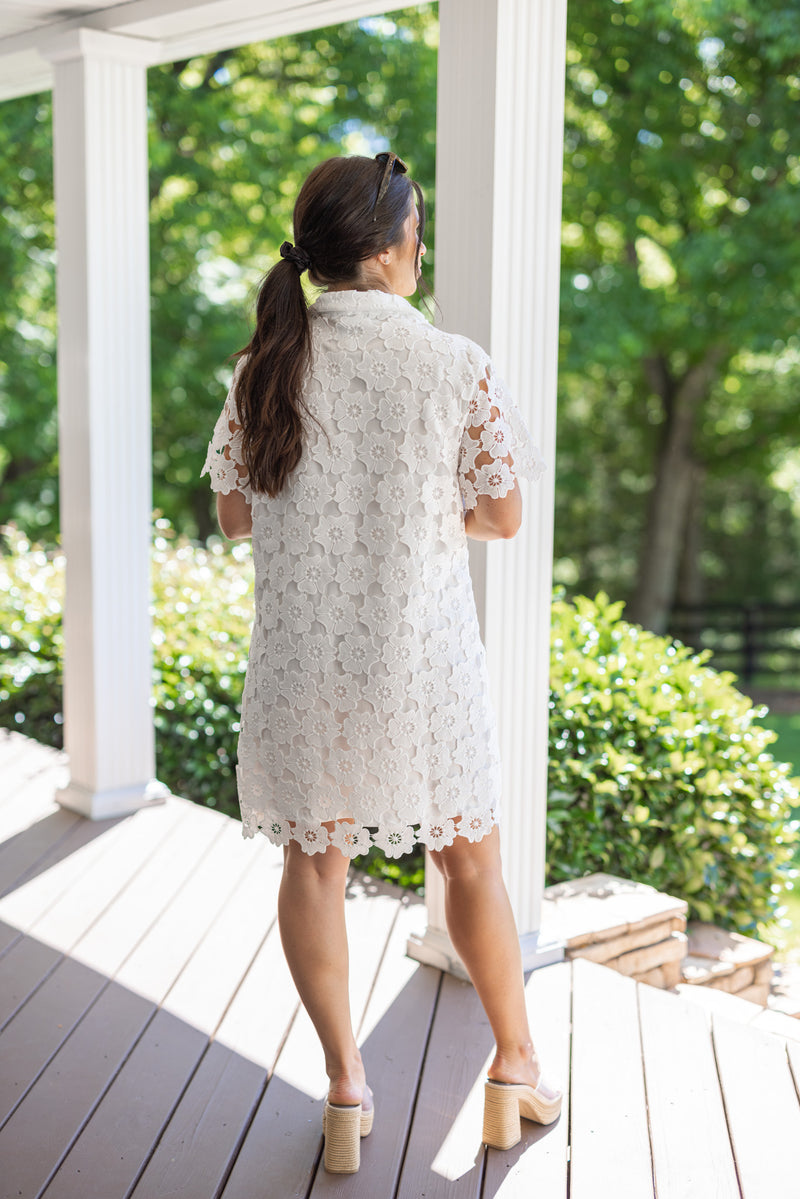 floral lace white bridal shower dress