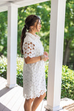 floral lace white bridal shower dress