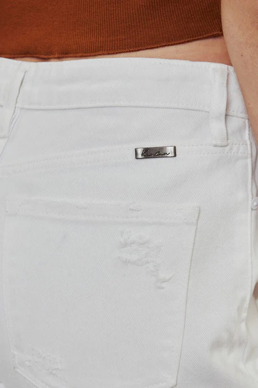 Kan Can white denim distressed jeans