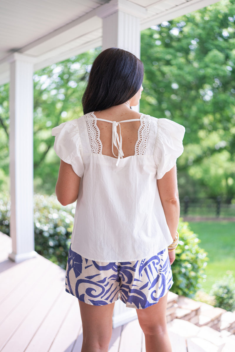 white summer peasant top