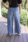 wide leg chambray denim pants