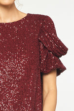 wine sequin christmas party top