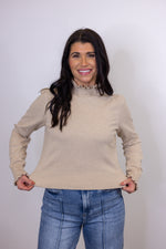 oatmeal mock neck elevated basic staple top