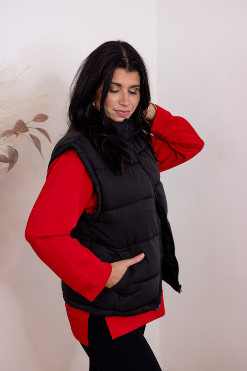 black puffer vest