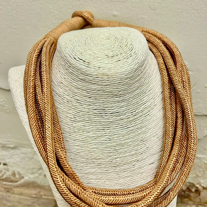 women's rope slub chunky necklace tan