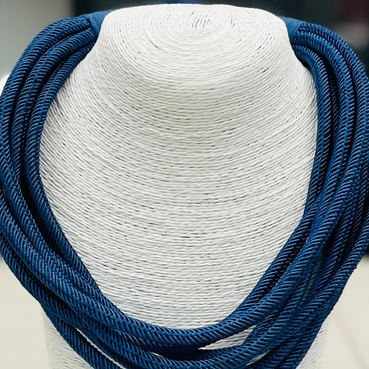 women's rope slub navy blue chunky necklace