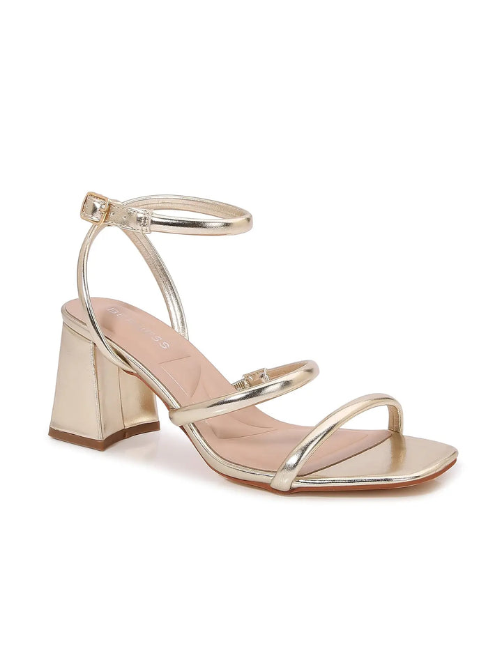 women's strappy gold high heel sandals