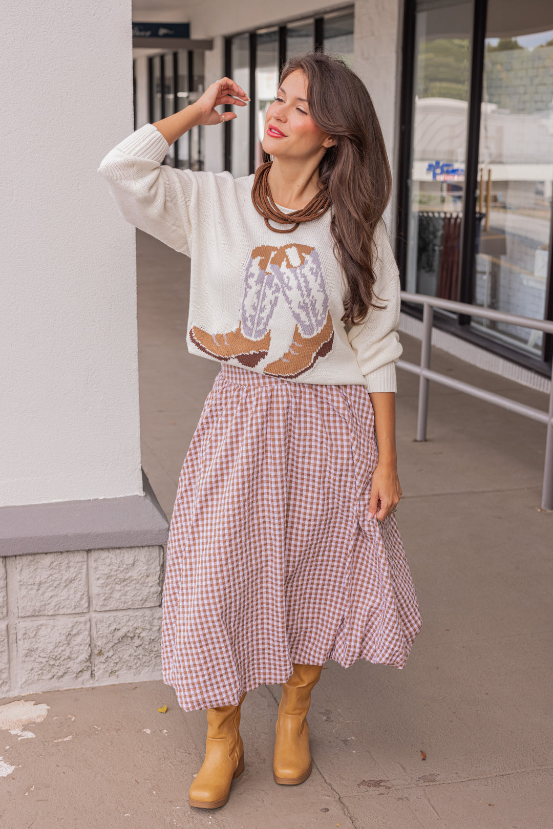 Cowboy Up Ivory Boot Sweater