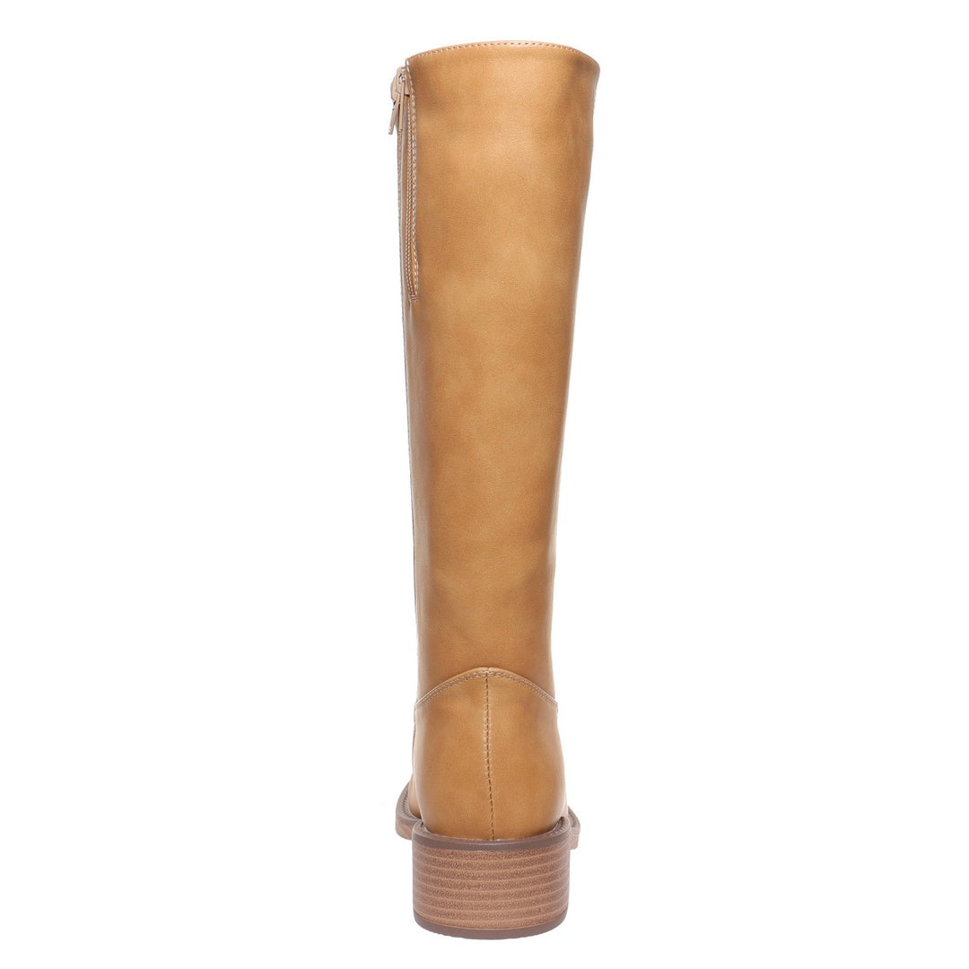 women's tall caramel tan riding boots back