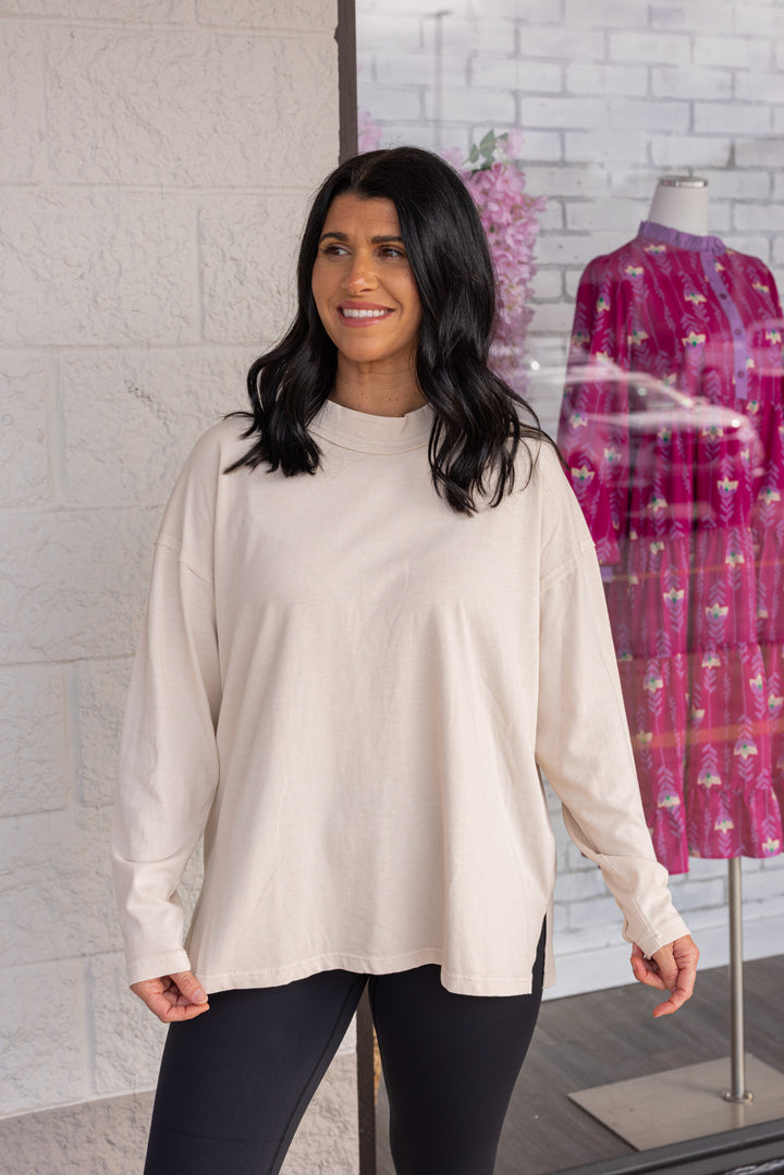 Women's off white knit long sleeve top by Jodifl