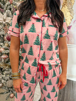 pink christmas tree pajama top