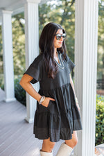 casual style black babydoll fall dress