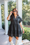 casual style black babydoll fall dress