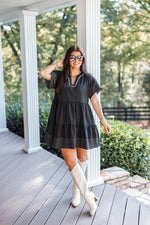 casual style black babydoll fall dress