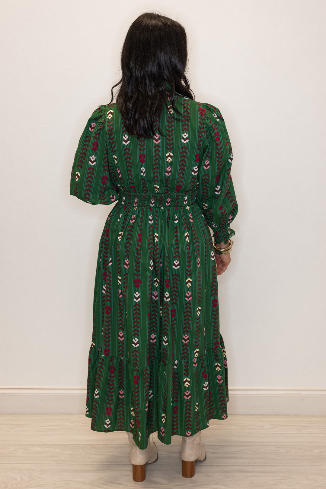 Pretty Petals Green Midi Dress