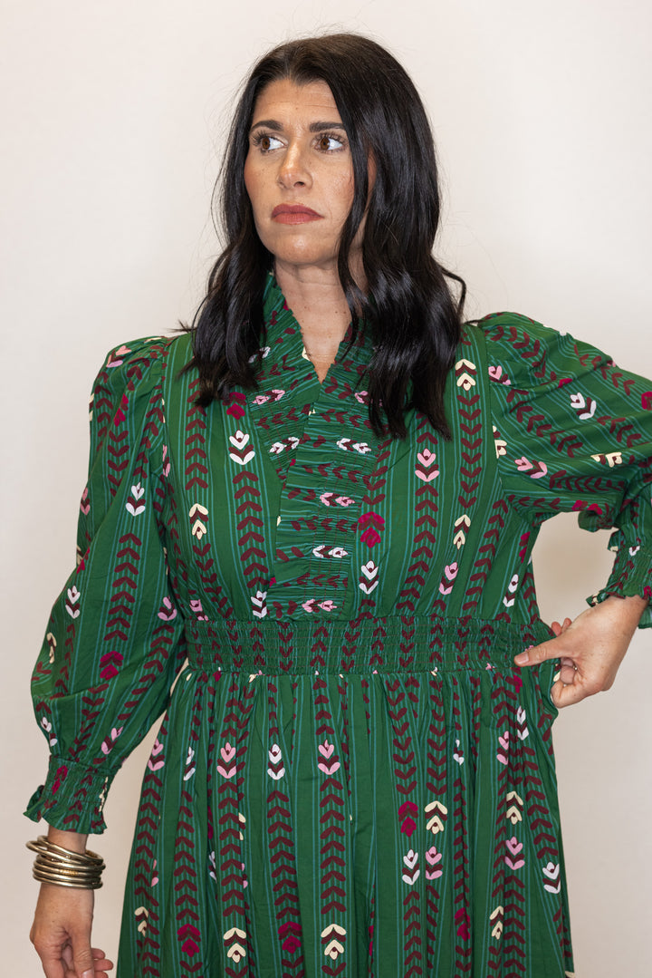 Pretty Petals Green Midi Dress