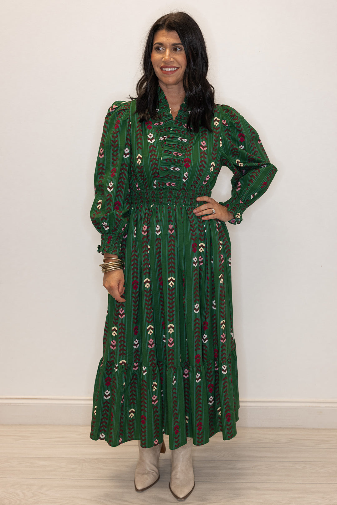 Pretty Petals Green Midi Dress