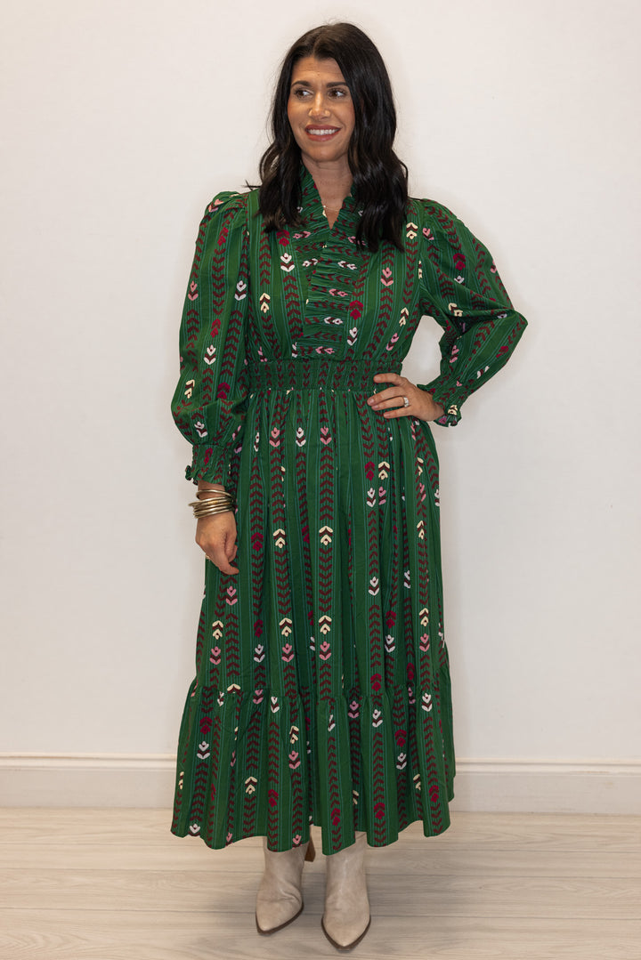 Pretty Petals Green Midi Dress