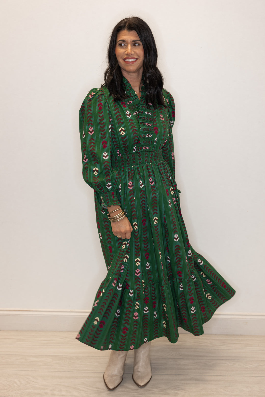 Pretty Petals Green Midi Dress