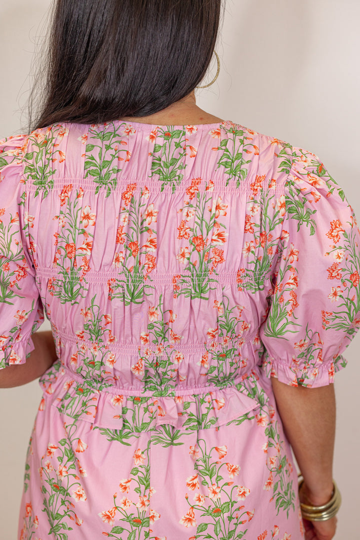 pink floral print cropped jumpsuit