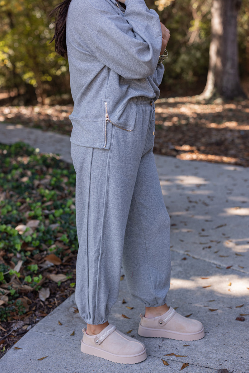 heather grey elastic band joggers