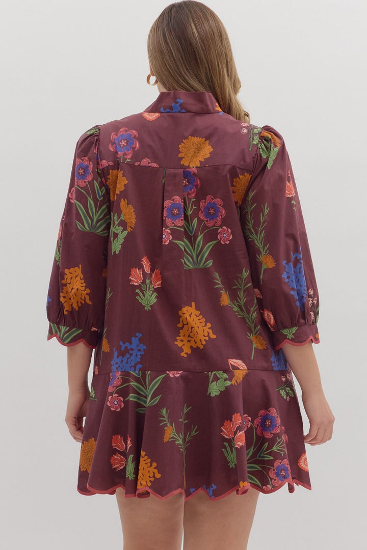 entro plus size plum floral fall dress back