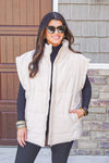 women's oversized athletic puffer vest