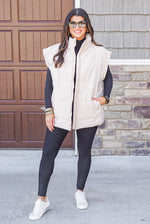 women's oversized athletic puffer vest