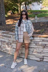 tan olive plaid flannel top