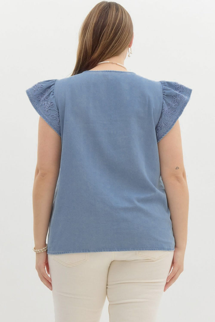 women's plus size denim dressy top