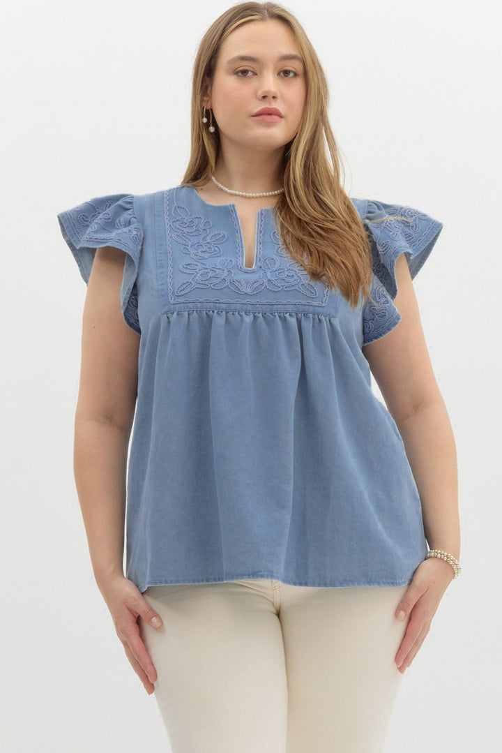 women's plus size denim dressy top