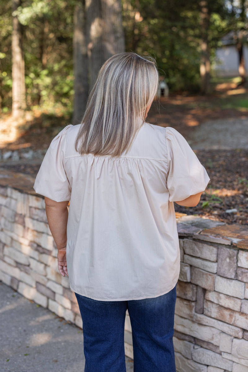 ecru ivory lace crochet pearl button top