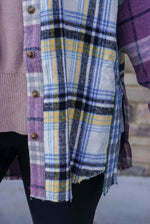 purple plaid flannel shirt